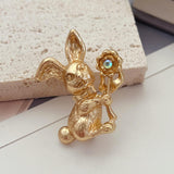 Maxbell Alloy Rabbit Brooch Breastpin Jewelry Bunny Lapel Pin for Coat Backpacks Hat StyleD