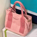 Maxbell Women Canvas Handbag Casual Tote Bag Durable and Soft Large Capacity Sturdy Pink