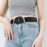 Maxbell Female Waistband Solid Pin Buckle Belt Adjustable Belts for Sweater Blouse Black