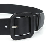 Maxbell Female Waistband Solid Pin Buckle Belt Adjustable Belts for Sweater Blouse Black
