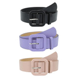 Maxbell Female Waistband Solid Pin Buckle Belt Adjustable Belts for Sweater Blouse Black