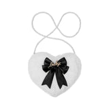 Maxbell heart Shaped Girls Plush Single Shoulder Bag Shopping Bag Stylish Black Bowknot