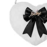 Maxbell heart Shaped Girls Plush Single Shoulder Bag Shopping Bag Stylish Black Bowknot