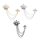 Maxbell Men's Crown Brooch Hanging Chains Lapel Pin for Dress Boyfriend Father Gift Black