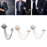 Maxbell Men's Crown Brooch Hanging Chains Lapel Pin for Dress Boyfriend Father Gift Black