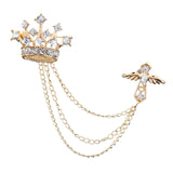 Maxbell Men's Crown Brooch Hanging Chains Lapel Pin for Dress Boyfriend Father Gift Aureate