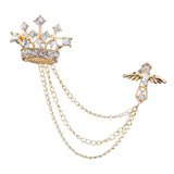 Maxbell Men's Crown Brooch Hanging Chains Lapel Pin for Dress Boyfriend Father Gift Aureate