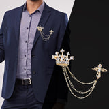 Maxbell Men's Crown Brooch Hanging Chains Lapel Pin for Dress Boyfriend Father Gift Aureate