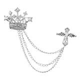 Maxbell Men's Crown Brooch Hanging Chains Lapel Pin for Dress Boyfriend Father Gift Argent