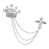 Maxbell Men's Crown Brooch Hanging Chains Lapel Pin for Dress Boyfriend Father Gift Argent