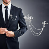 Maxbell Men's Crown Brooch Hanging Chains Lapel Pin for Dress Boyfriend Father Gift Argent