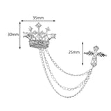 Maxbell Men's Crown Brooch Hanging Chains Lapel Pin for Dress Boyfriend Father Gift Argent