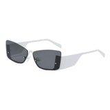 Maxbell Trendy Women's Rectangle Sunglasses Rimless Ultralight Frame Summer Eyewear White