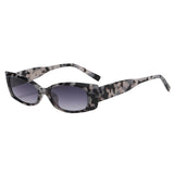 Maxbell Rectangle Sunglasses Womens Small Square Narrow Frame Fashion Vintage Style Black Leopard