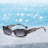 Maxbell Rectangle Sunglasses Womens Small Square Narrow Frame Fashion Vintage Style Black Leopard