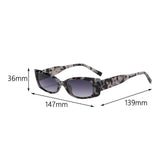 Maxbell Rectangle Sunglasses Womens Small Square Narrow Frame Fashion Vintage Style Black Leopard