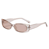 Maxbell Rectangle Sunglasses Womens Small Square Narrow Frame Fashion Vintage Style Clear Brown