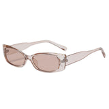 Maxbell Rectangle Sunglasses Womens Small Square Narrow Frame Fashion Vintage Style Clear Brown