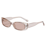 Maxbell Rectangle Sunglasses Womens Small Square Narrow Frame Fashion Vintage Style Clear Brown