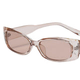 Maxbell Rectangle Sunglasses Womens Small Square Narrow Frame Fashion Vintage Style Clear Brown