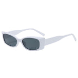 Maxbell Rectangle Sunglasses Womens Small Square Narrow Frame Fashion Vintage Style White