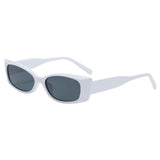 Maxbell Rectangle Sunglasses Womens Small Square Narrow Frame Fashion Vintage Style White