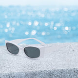 Maxbell Rectangle Sunglasses Womens Small Square Narrow Frame Fashion Vintage Style White