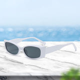 Maxbell Rectangle Sunglasses Womens Small Square Narrow Frame Fashion Vintage Style White