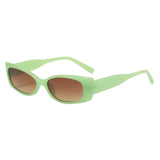Maxbell Rectangle Sunglasses Womens Small Square Narrow Frame Fashion Vintage Style Green