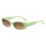Maxbell Rectangle Sunglasses Womens Small Square Narrow Frame Fashion Vintage Style Green