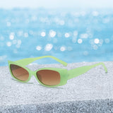 Maxbell Rectangle Sunglasses Womens Small Square Narrow Frame Fashion Vintage Style Green