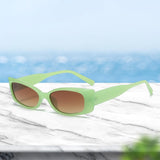 Maxbell Rectangle Sunglasses Womens Small Square Narrow Frame Fashion Vintage Style Green