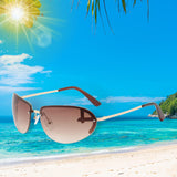 Maxbell Fashion Sunglasses Metal Frame Women Sun Glasses for Holidays Beach Aureate Brown