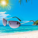 Maxbell Fashion Sunglasses Metal Frame Women Sun Glasses for Holidays Beach Argent Gray