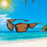 Maxbell Cat Eye Sunglasses Sun Glasses Men Women Comfortable for Beach Brown