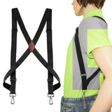 Maxbell Mens Womens Suspender X Shaped Elastic Straps Hook Suspenders Adjustable Black