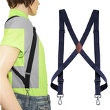 Maxbell Mens Womens Suspender X Shaped Elastic Straps Hook Suspenders Adjustable Dark Blue