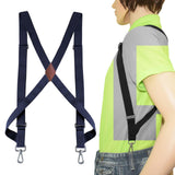 Maxbell Mens Womens Suspender X Shaped Elastic Straps Hook Suspenders Adjustable Dark Blue