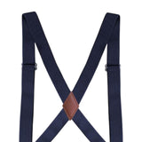 Maxbell Mens Womens Suspender X Shaped Elastic Straps Hook Suspenders Adjustable Dark Blue