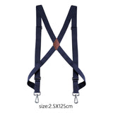 Maxbell Mens Womens Suspender X Shaped Elastic Straps Hook Suspenders Adjustable Dark Blue