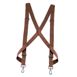 Maxbell Mens Womens Suspender X Shaped Elastic Straps Hook Suspenders Adjustable Brown