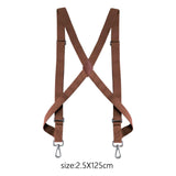 Maxbell Mens Womens Suspender X Shaped Elastic Straps Hook Suspenders Adjustable Brown