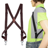 Maxbell Mens Womens Suspender X Shaped Elastic Straps Hook Suspenders Adjustable Coffee