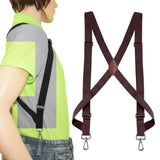 Maxbell Mens Womens Suspender X Shaped Elastic Straps Hook Suspenders Adjustable Coffee