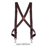 Maxbell Mens Womens Suspender X Shaped Elastic Straps Hook Suspenders Adjustable Coffee