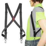 Maxbell Mens Womens Suspender X Shaped Elastic Straps Hook Suspenders Adjustable Gray