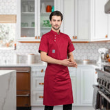 Maxbell Unisex Chef Coat Breathable Waiter Apparel Chef Jacket for Food Service Red XXL