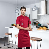 Maxbell Unisex Chef Coat Breathable Waiter Apparel Chef Jacket for Food Service Red XXL