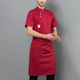 Maxbell Unisex Chef Coat Breathable Waiter Apparel Chef Jacket for Food Service Red XXL