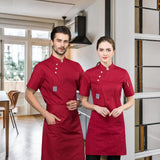 Maxbell Unisex Chef Coat Breathable Waiter Apparel Chef Jacket for Food Service Red 4XL